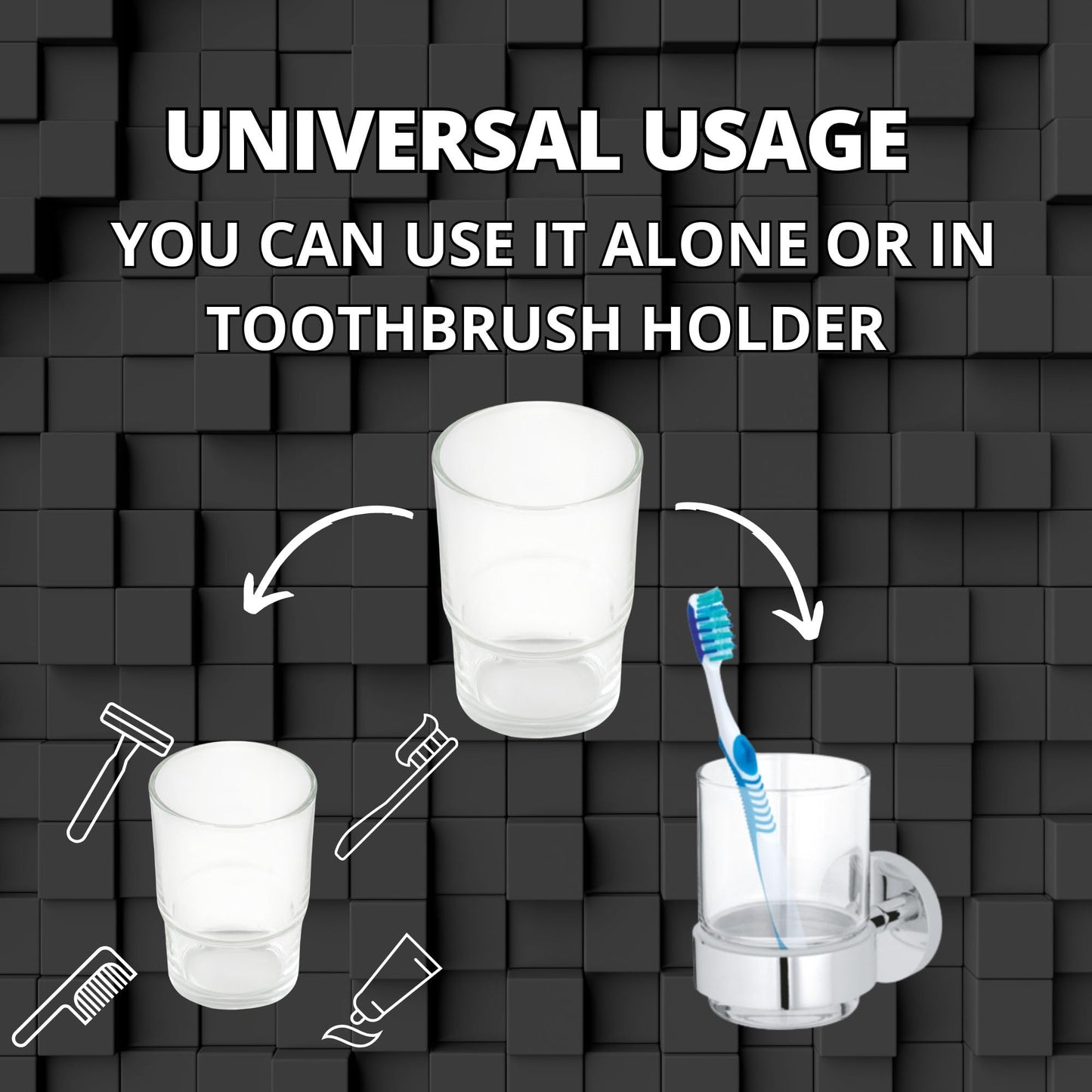YOSSEE Glass Tumbler – Replacement for Wall Mounted Toothbrush Holder