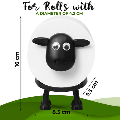VELENTI Sheep Toilet Roll Holder - Funny Toilet Paper Holder Free Standing Bathroom Set - 3D Printed Black Sheep Loo Roll Holder