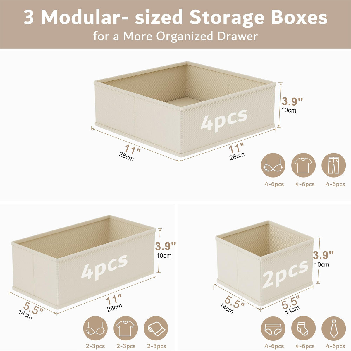 XIVIRACK 10 Pack Drawer Organizer for Clothes, Underwear Drawer Organizer Bins, Foldable Fabric Closet Storage Organizers
