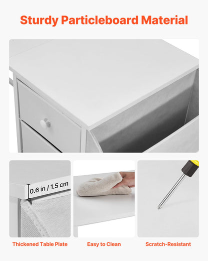 VEVOR Computer Desk with Fabric Drawers, 120 cm Reversible Study Work Writing Desk for Modern Home Office Bedroom