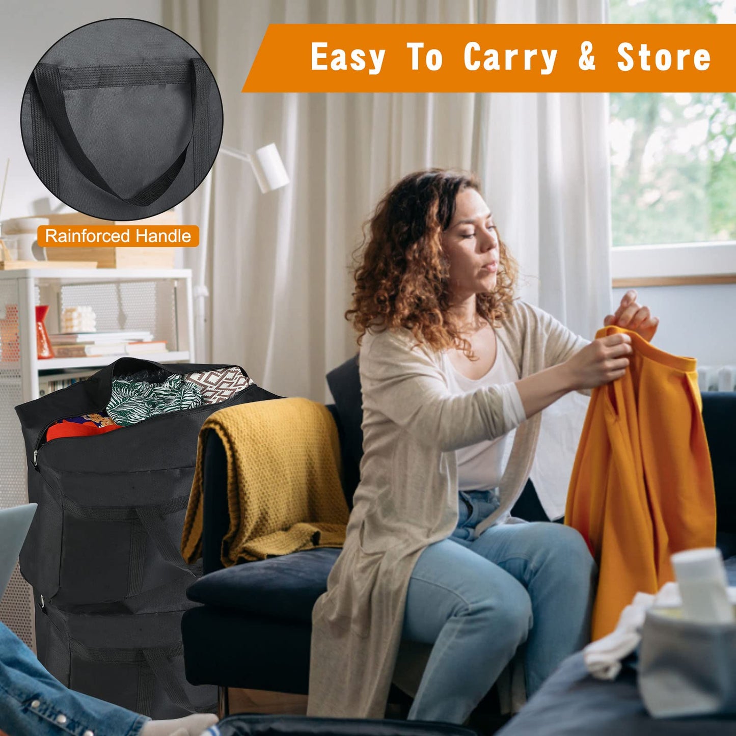 2Pack Duvet Storage Bags with Zips - Large Underbed Storage - Perfect for Wardrobe, Bedroom, Moving Boxes