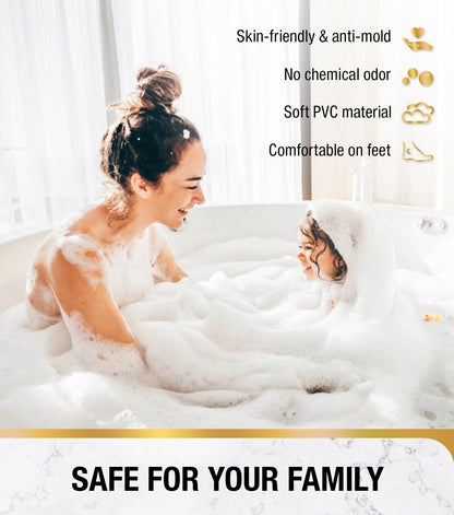 HITSLAM Non Slip Bath Mat for Tub, 101 x 40cm Extra Long Shower Mat Anti Mould, Machine Washable Bathroom Bathtub Mat with Suction Cups and Drain