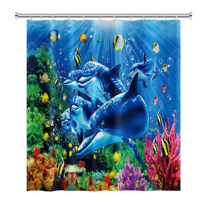 SDOTPMT 122x183cm Ocean Undersea Whale Shower Curtain Colorful Tropical Fishes Underwater World Bath Curtain Blue Ocean Bathtub Curtain for Bathroom