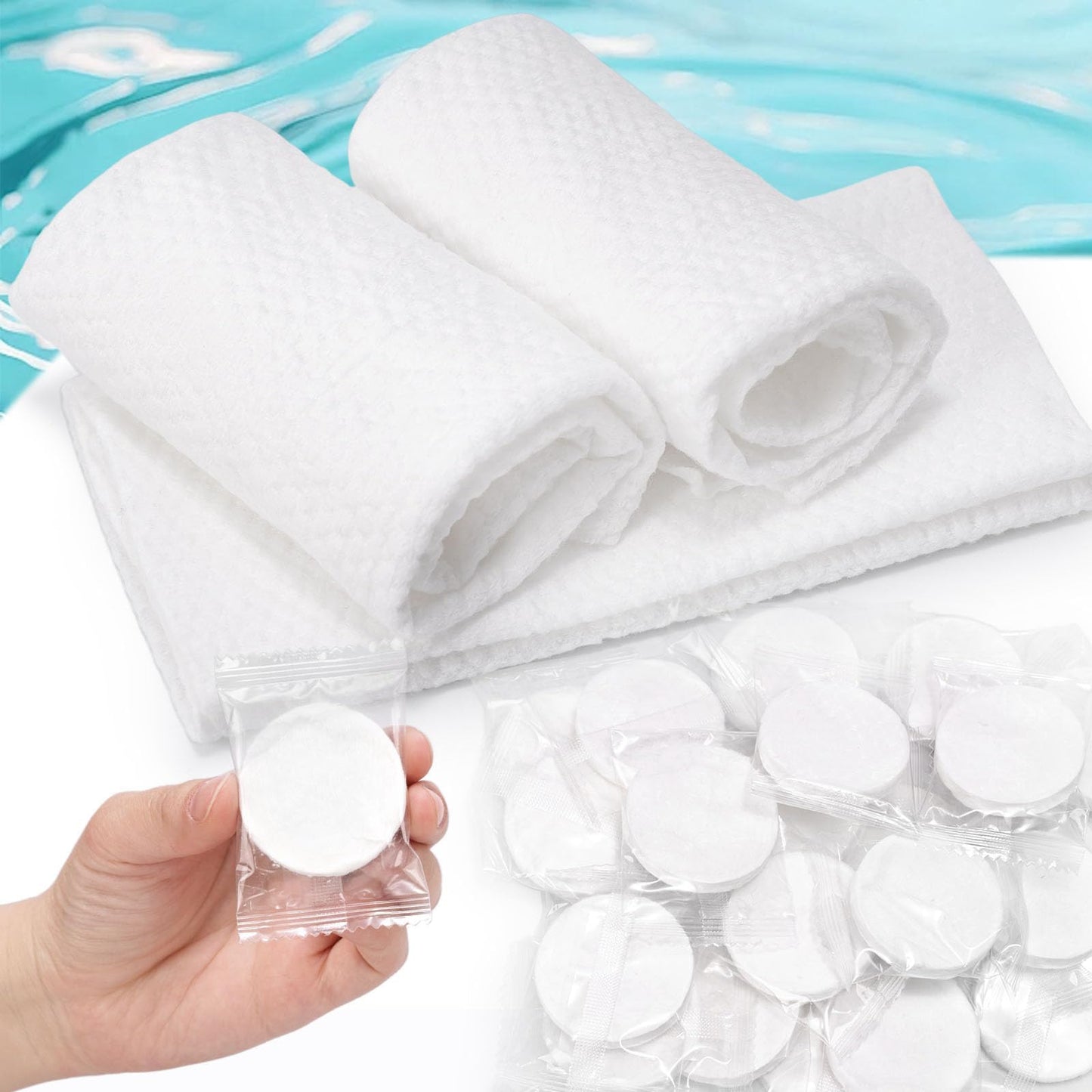 Kare & Kind 10 Pack Compressed Towels - Soft Cotton Tablet Washcloths for Travel, Sports, Camping, Home, Salon, Hotels