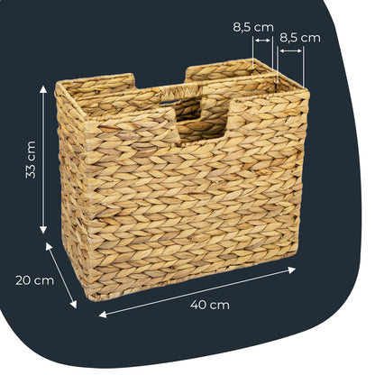 HMF Magazine Rack, Newspaper Basket woven from water hyacinth | 2 compartments | 40 x 20 x 33 cm