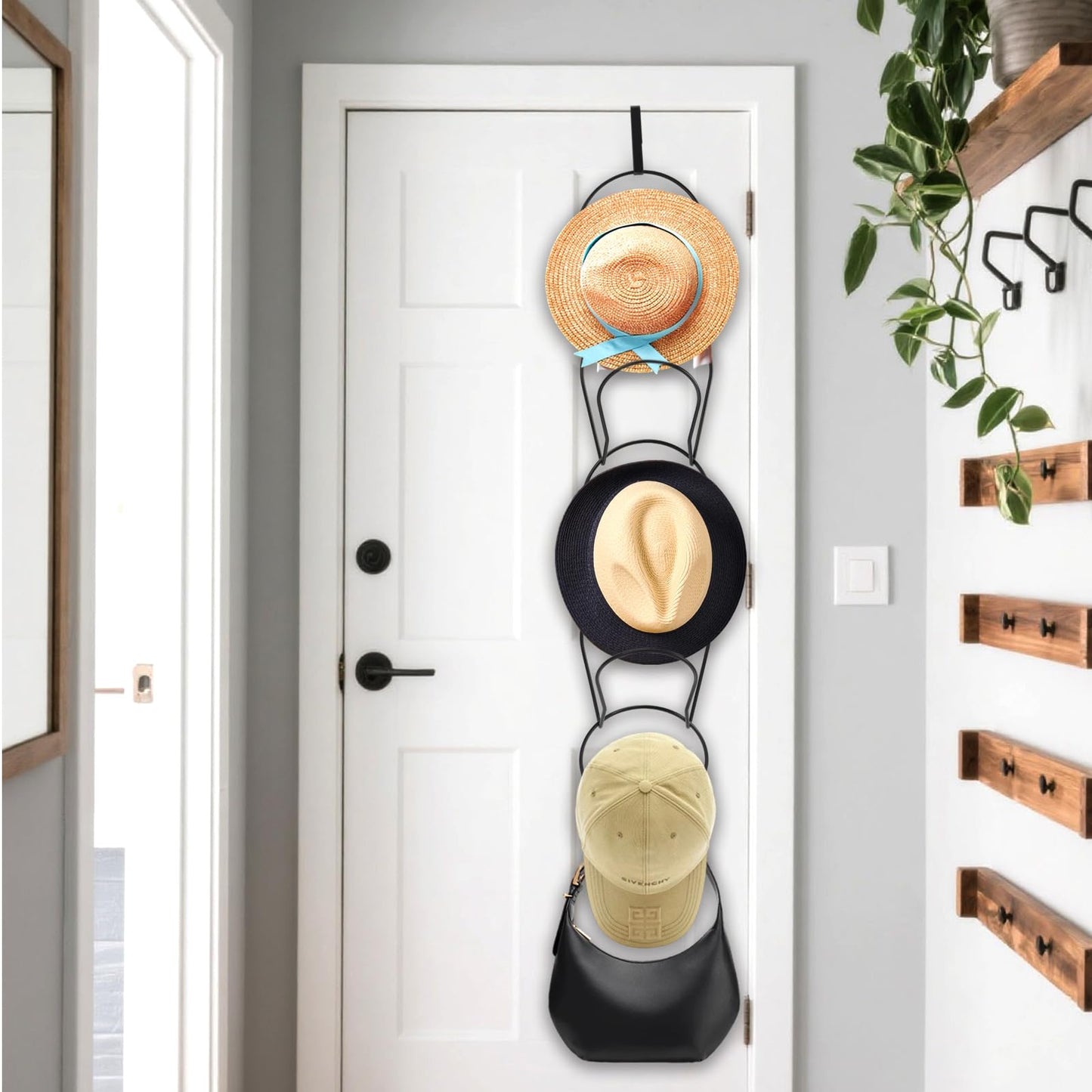 UNGFEI 10 Pack Hat Rack Hanger - Wall & Door Hats Holder with Hanging Hooks, for Baseball Caps, Scarves, Towels torage Solution