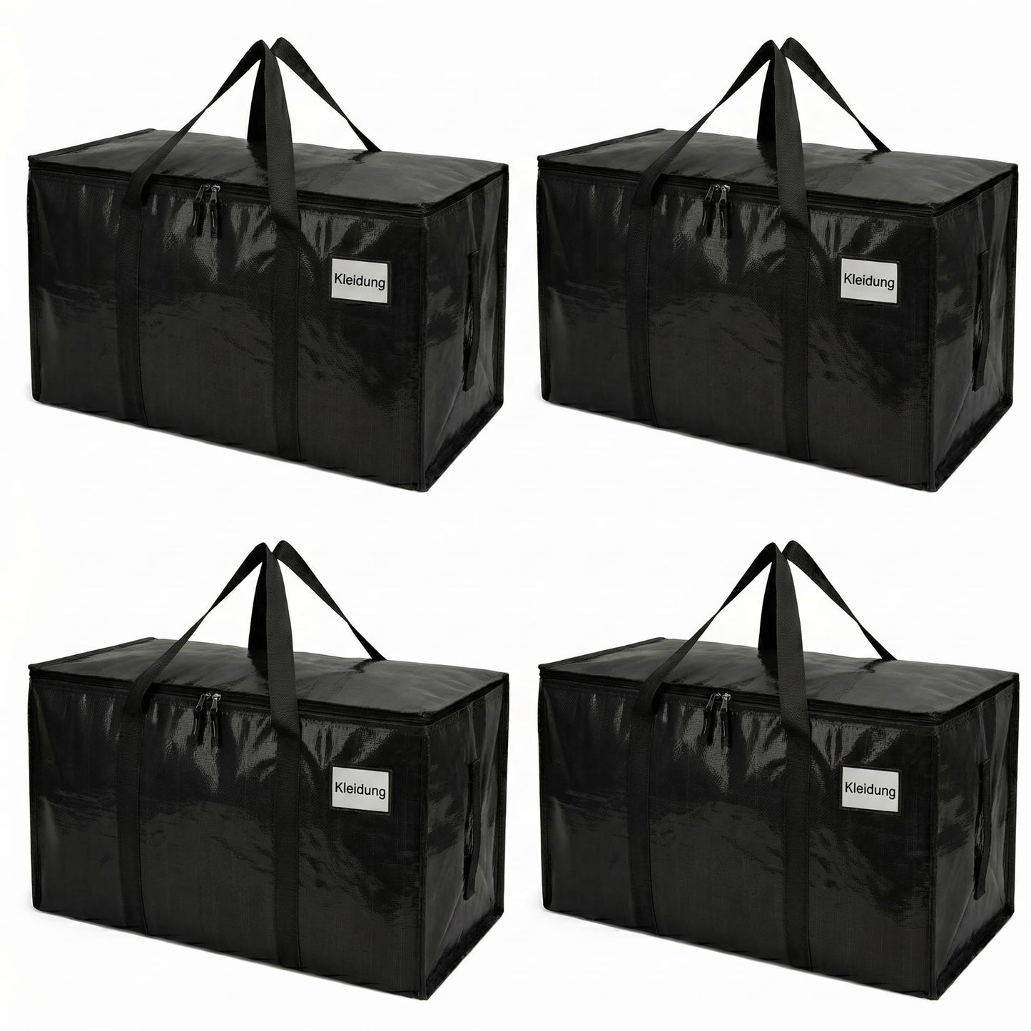 Mesiria Large Storage Bags, Heavy Duty Waterproof Clothes Storage Bag Box Moving Bag Moving Totes Moving Boxes (4, Black)