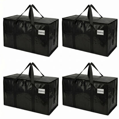 Mesiria Large Storage Bags, Heavy Duty Waterproof Clothes Storage Bag Box Moving Bag Moving Totes Moving Boxes (4, Black)