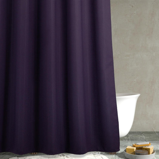 Popkozzi Purple Waffle Weave Shower Curtain: Heavy Duty Textured Fabric Shower Curtains for Bathroom - Water Repellent Washable Thick Polyester Cloth
