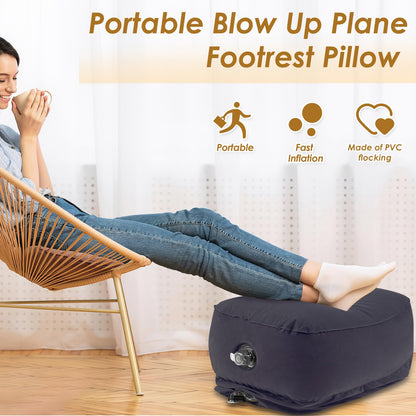 Airplane Footrest, Inflatable Foot Rest for Kids,3 Layer Height Adjustable Inflatable Airplane Foot, Toddlers Travel Bed Box
