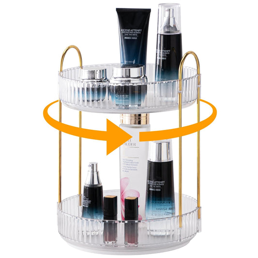 360? Rotating Makeup Organiser for Vanity, High-Capacity Skincare Organiser, Spinning Cosmetics Organiser for Vanity Dresser Bathroom Countertop (2