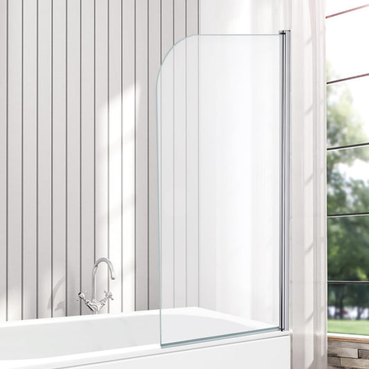 VeeBath Bath Screen Pivot Bath Shower Tempered Glass Screen Reversible Door Panel - 800 x 1400mm, Jade Round