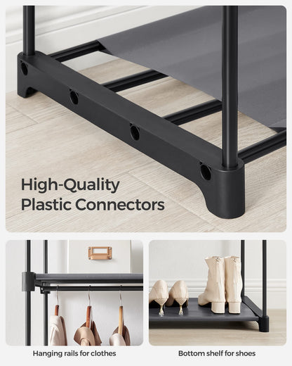 Songmics RYG02GY Wardrobe with 2 Clothes Rails, Clothes Storage, Fabric Wardrobe, Clothes Rack, Folding, for Dressing Room, Bedroom 43 x 140 x 174 cm,