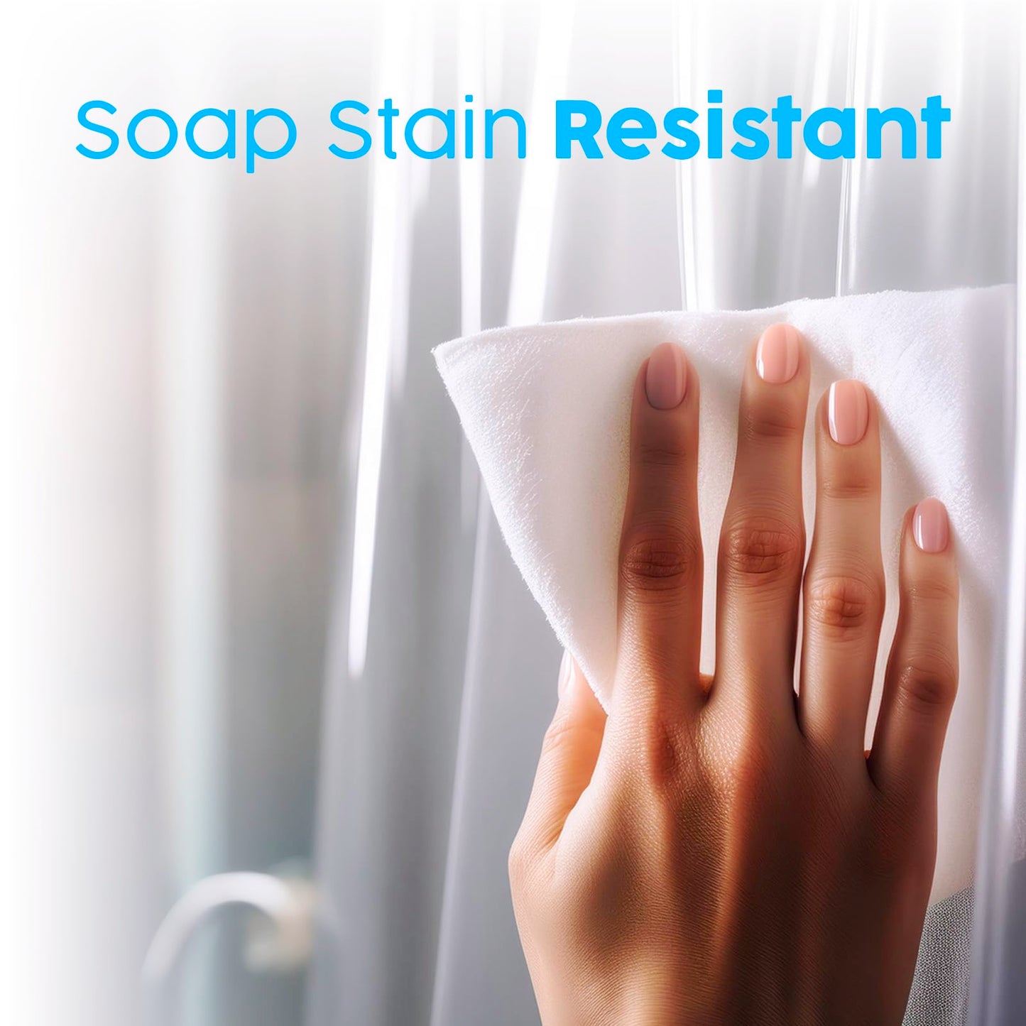 ZENO Clear Shower Curtain Liner - 180 x 180 cm Size - Premium PEVA Shower Liner + Rustproof Grommets + 3 Magnets