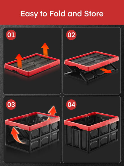 FOHERE Collapsible Storage Bins with Lids 3 Packs, 48L Stackable Crate