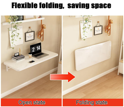 MIYUEWU Wall Mount Folding Table, Space-Saving Wall Mounted Desk Drop-Leaf Workbench Laptop Desk Floating Dining Table for Laundry Room Home Office