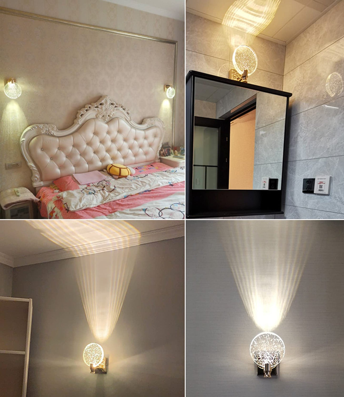 KRIPINC Crystal Wall Sconce, Nordic Style Crystal Wall Light, Simple Crystal LED Wall Lamp, Art Deco Wall Lights for Living Room, Bedroom, Bedside,