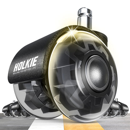 HOLKIE Office Chair Wheels 11x22mm Universal Fit 2 Inch Castors Replacement, Black Dual Rubber Smooth & Silent Chair Casters Wheels-Set of 5 For