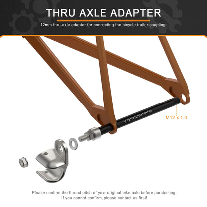 NICEDACK Thru Axle Adapter, M12 x 1.0-160-172mm for Bike Trailer Hitch, 12mm Thru Axle with 1.0 Thread Pitch, Thru-Axle Adapter with a Length