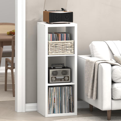 Furinno CUBICLE Record Player Stand with Vinyl Storage, 3-Cube 3 cm Extra Thick Vinyl Record Storage