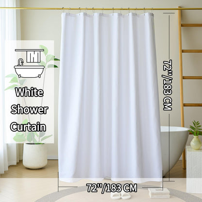 Yofori White Shower Curtain for Bathroom, Fabric Shower Curtains Faux Linen Polyester Wet Room Shower Curtains Sets with Metal Hooks, 183x183cm