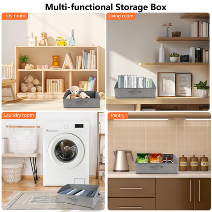 AiQInu Storage Boxes with Handles, 28 L, Foldable Storage Basket, Fabric, 50 x 28.5 x 20 cm, Large Baskets Storage, Organiser Boxes for Clothes, Toys