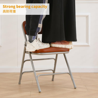 BOOSDEN Brown Padded Folding Chair, Foldable Chair with Thick PU Cushion