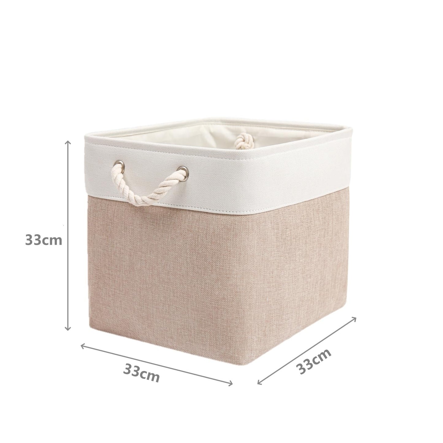 SOCOHOME Cube Storage Boxes,33x33x33cm Storage Baskets for Organizing Clothes Shelf Nursery Closet(Light Khaki/White, Set of 6)