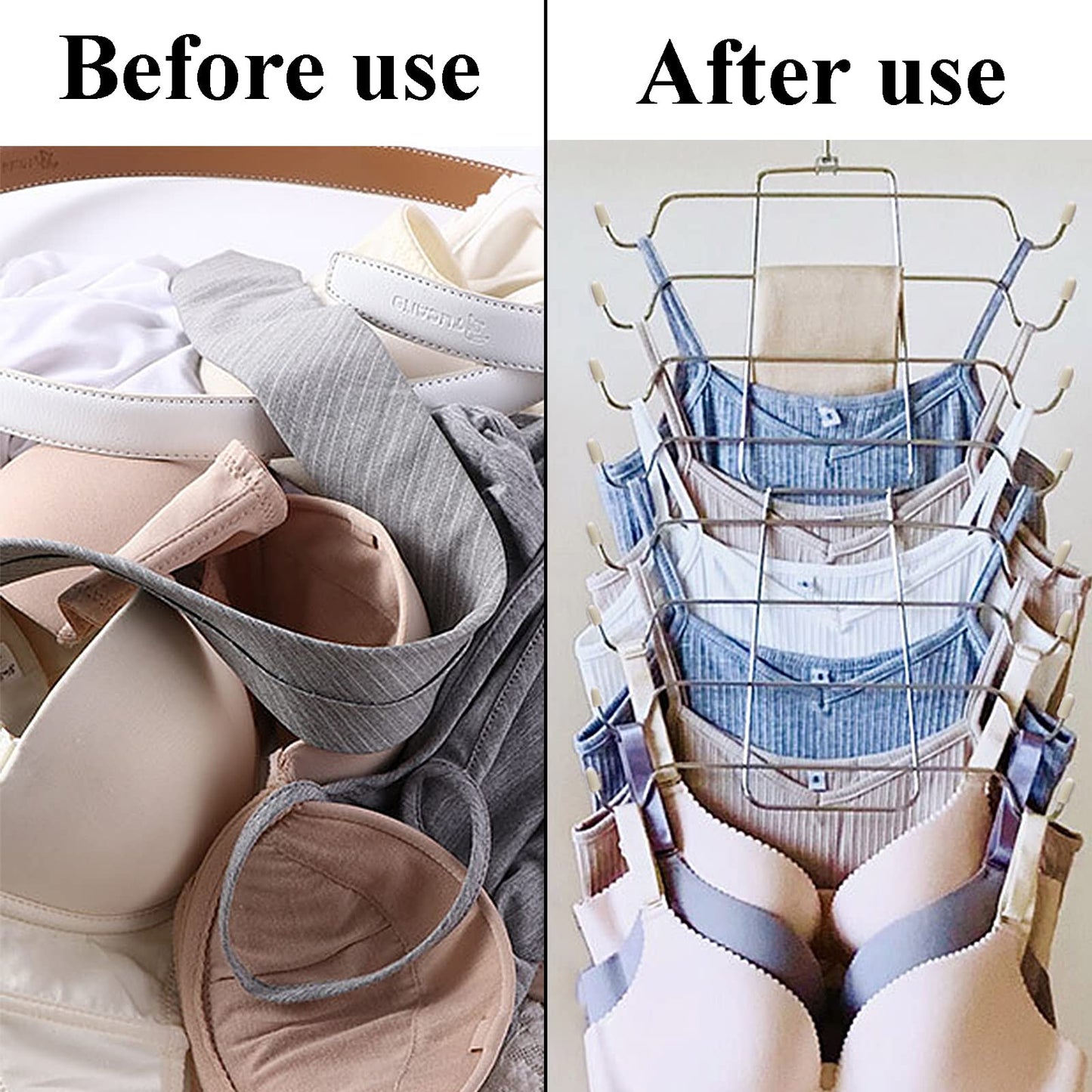 2 Pieces Metal Hangers, Multilayer Hanger, Space Saving Hanger, Foldable, for Tank Tops, Cami, Bra, Swimsuit (Apricot)