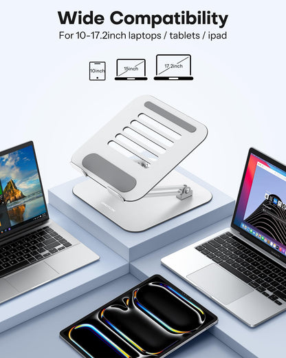 OMOTON Laptop Stand, Foldable Laptop Riser with Adjustable Height, 10-17.2"