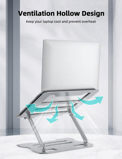FAPPEN Laptop Tablet Stand, Universal Adjustable Steel Laptop Computer Stand, Ergonomic Foldable Portable Desktop Tray Compatible with 10''-15.6''