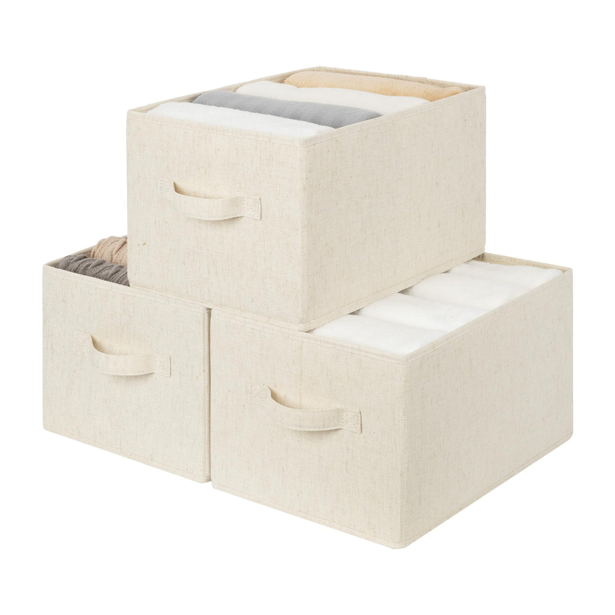 StorageWorks Storage Baskets for Shelves, Foldable Storage Boxes with Handles, Stackable Wardrobe Organiser Boxes