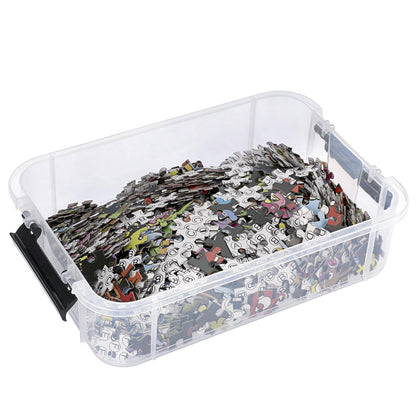 IGNPION Stackable Storage Box, 4 Layer Adjustable Plastic Storage Box with Carrying Handle Transparent Organizer Containers for Arts and Crafts Toys