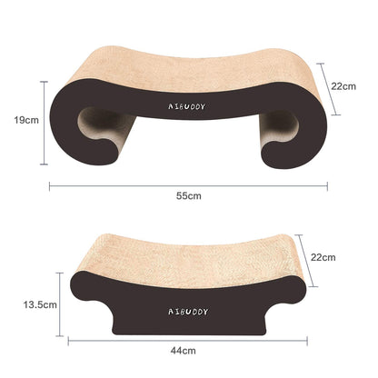 Aibuddy Cat Scratcher, 2 in 1 Cat Scratching Pad Post Bed Lounge with Catnip, Durable Cardboard & Construction (55 x 22 x 19 cm ?44 x 22 x 13.5cm)