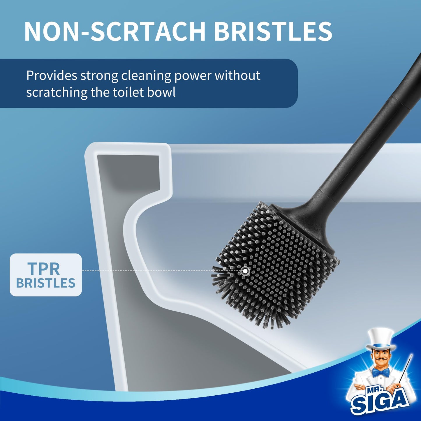 MR.SIGA Toilet Brush and Holder Wall Mounted, Black, 1 Pack