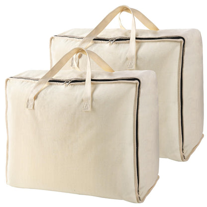 Belinlen 2 Pack Canvas Storage Bags Cotton Natural Closet Soft Storage Bags
