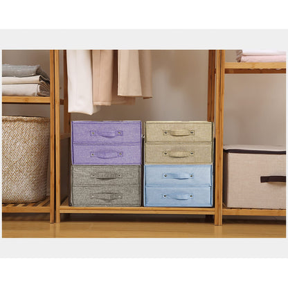 YINGGG Fabric Storage Box Storage Bins with Handle Drawer Organiser with Lid Folding Storage Bins Box Containers for Socks, Underwear, Bras, Ties