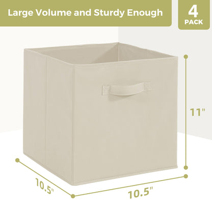 STORAGEIDEAS Storage Cubes, 11 Inch Cube Storage Bins, Set of 4, Fabric Foldable Storage Bins with Handles, Closet Storage Organizer Bins