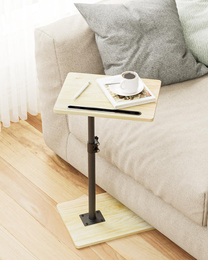 Apetaccat Side Table, C-Shaped Adjustable Sofa Table, 360°Swivel Coffee Tables,40x30x(45-83) cm,Small End Tables Bedside for Living Room