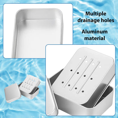 2-Pack Travel Soap Case, Aluminum Soap Dish with Lid - Compact Portable Shower Holder & Storage Saver for Home, Bathroom, Travel, and Camping