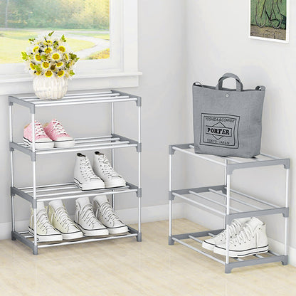 huipinghu Stackable 3 Tier Slim Shoe Rack - Space Saving Footwear Storage Organiser with Quick Assembly - Grey, for Hallway & Bedroom