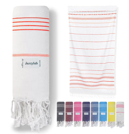 jazzylab SULTAN Peshtemal Hammam Towel | 100% Cotton with Striped Design | Lightweight, Quick-Drying & Absorbent | Turkish Beach, Spa & Sauna Towel