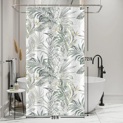 Bovlleetd Stable Eucalyptus Leaf Shower Curtain for Small Bathtub Spring Natural Botanical Plants Fabric Bathroom Curtain Waterproof Polyester Fabric