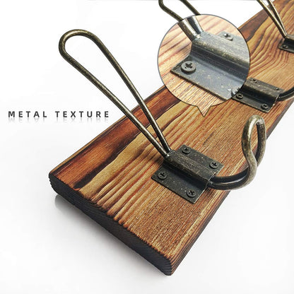 KOLYMAX Rustic Coat Rack Wall Mounted, Solid Wooden Coat Hook Rack with 8 Hooks Perfect Touch for Your Entryway, Mudroom, Kitchen, Bathroom and More
