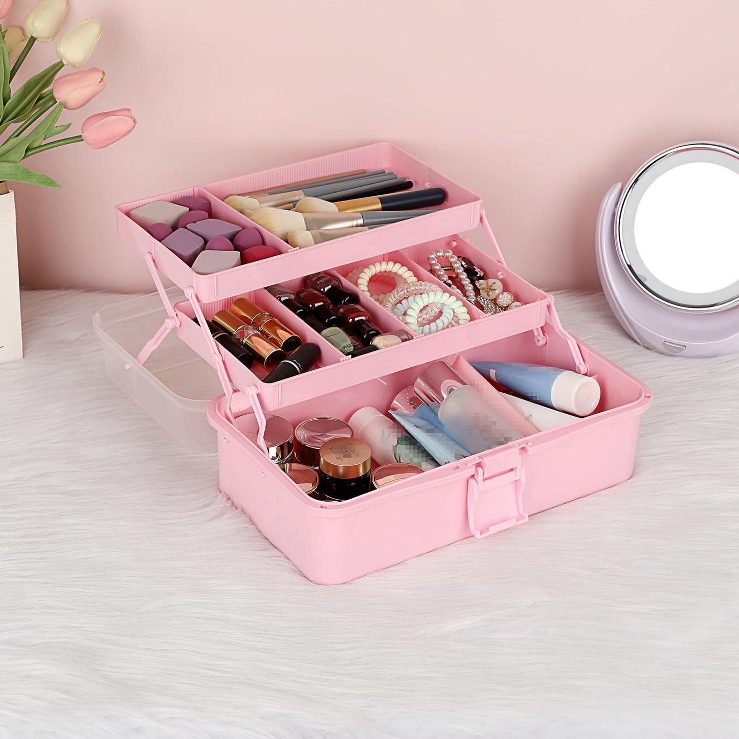IGNPION 3 Tiers Craft Stackable Storage Box,Plastic Tool Dividing Organiser