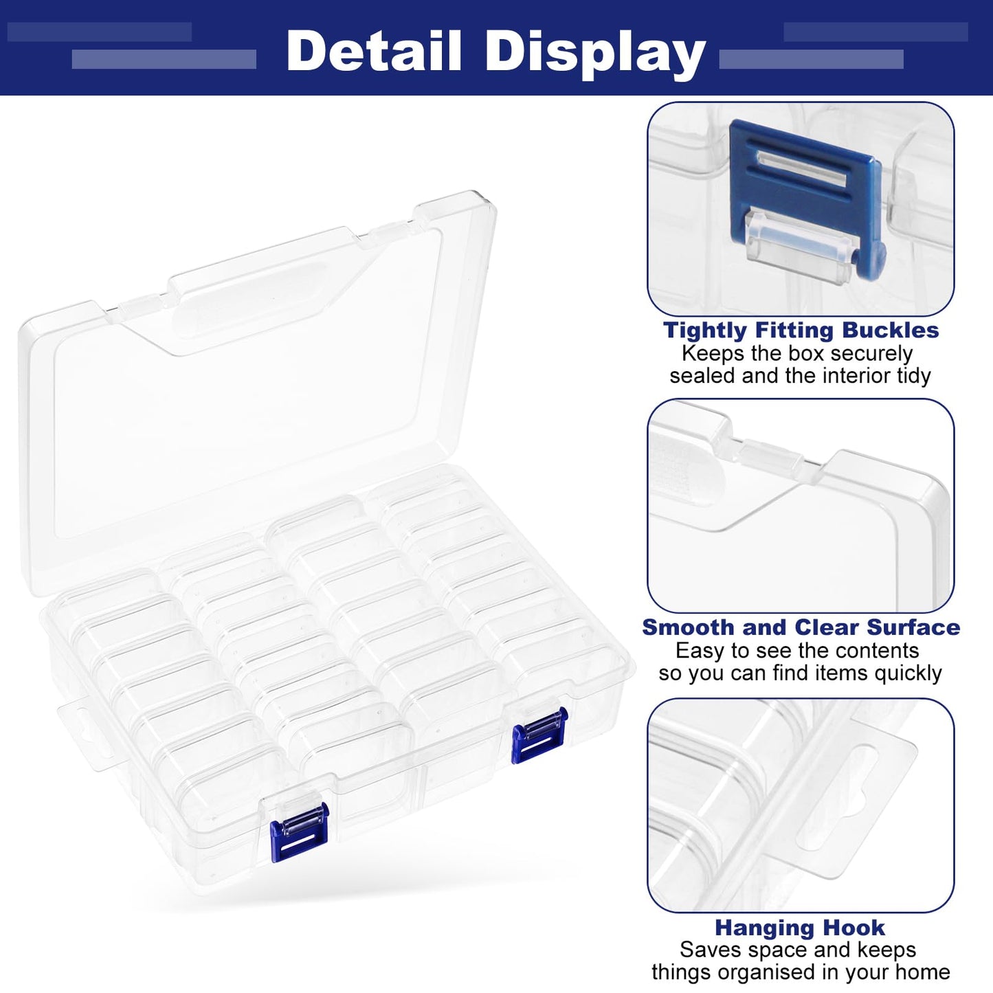 Craft Bead Organiser Storage Box, 28 Grids Plastic Bead Case Organiser