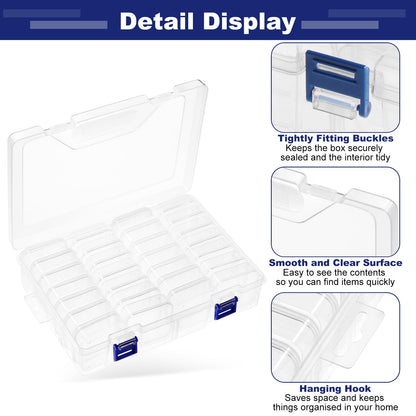 Craft Bead Organiser Storage Box, 28 Grids Plastic Bead Case Organiser