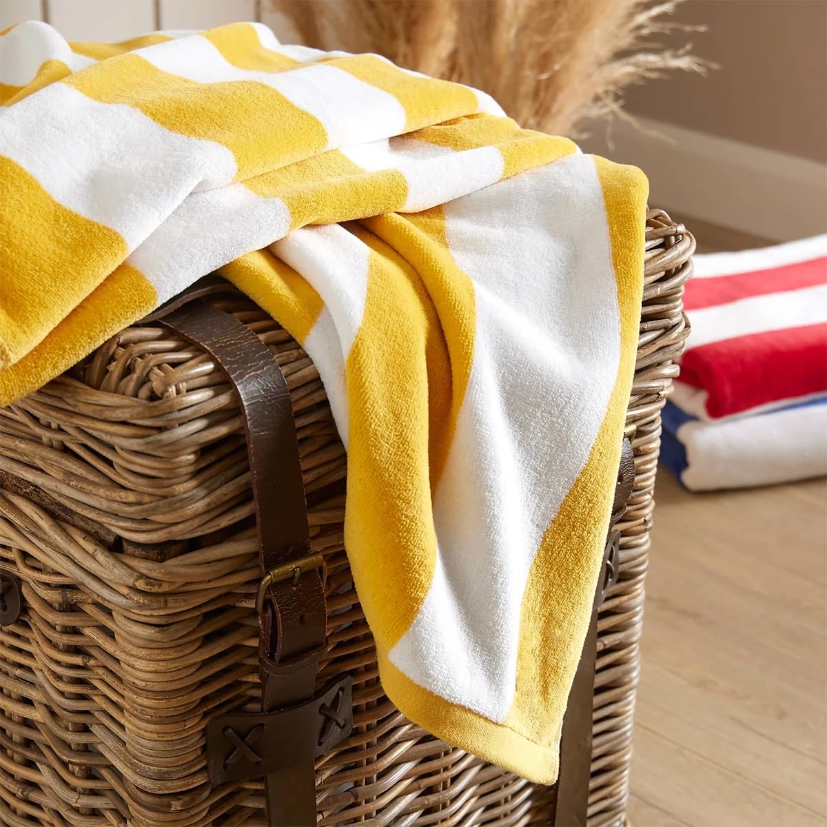 Christy Cabana Stripe Beach Towel | Extra Large | Sand Free | 100% Cotton | Luxury Super Soft Velour Front | Quick Dry Towelling Rear