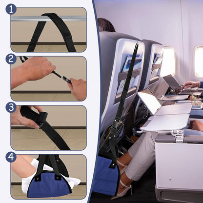 Xynovate Airplane Footrest, Portable Adjustable Plane Leg Rest, Travel Foot Hommock with Memory Foam, Ergonomic Support for Long Flights, Office