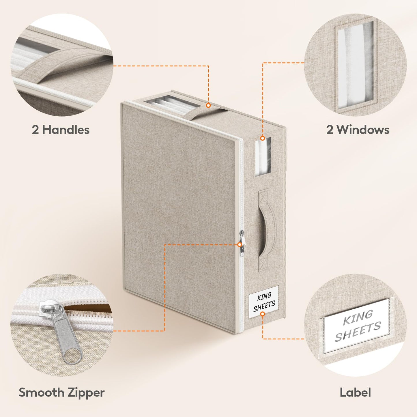 Lifewit 6 Pack Foldable Storage Bags for Bedding (Beige)